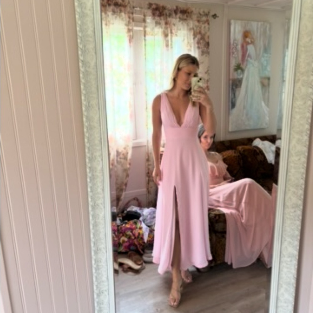 Kennedy Blue Bridesmaid Dress in Blossom V-Neck Split Chiffon Midi Dress